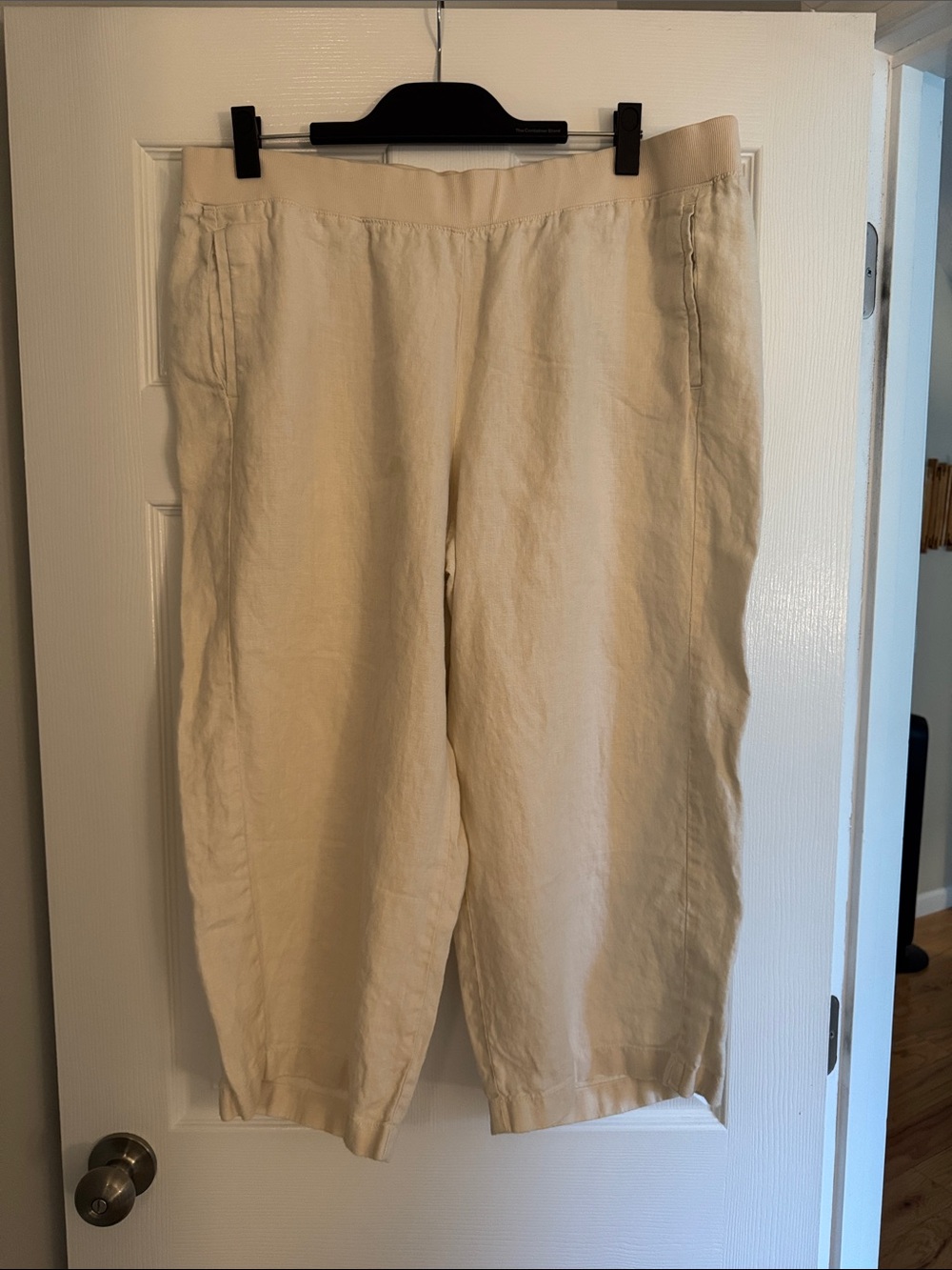 The Container Store Women's Cropped Linen-Blend Pants in Beige